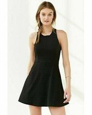 NWT Urban Outfitters Silence + Noise Black Criss Cross Back Dress LBD Pockets XS