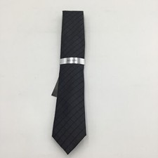 Alfani Men's Vendetta Grid Charccoal Necktie- OS