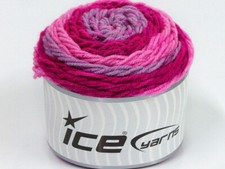 2-Skein Lot Cakes Yarn Light Acrylic 2x140g/225m Fuchsia Pink Liliac
