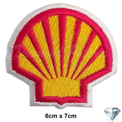 Shell Racing Badge Shell embroidery patch iron sew on car Fuel oil racing fashion badge ...