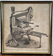 Antique Printing Press Illustration US Patent Model 19th Century Salesman Sample
