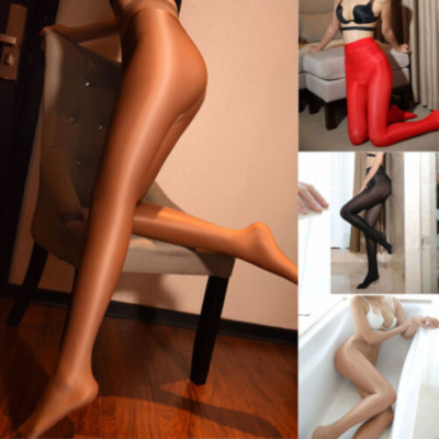 Luxallacki 70D Oily Glossy Pantyhose Crotchless Stretchy Dance Tights Stockings