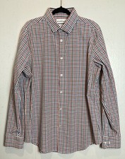 Mizzen Main Leeward Trim Fit Plaid Button Up Shirt Mens Size XL Stretch