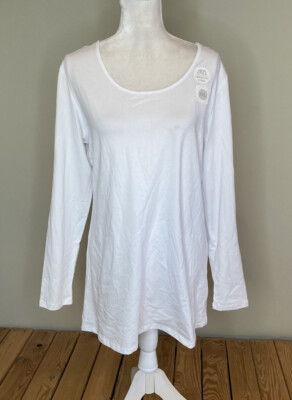 DE collection NWT women s long sleeve scoop t shirt Size XXL White i2
