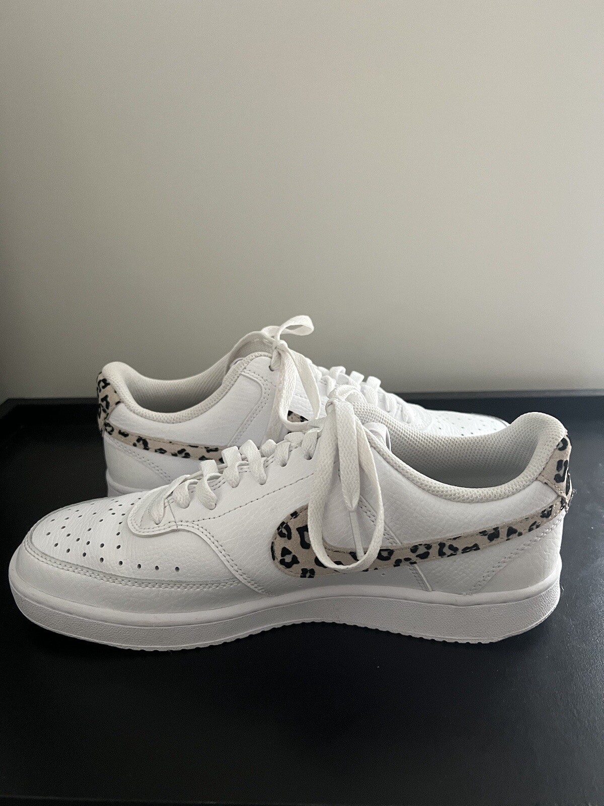 Women’s Nike Court Vision Low (White/Leopard) Sz. 10 Gem