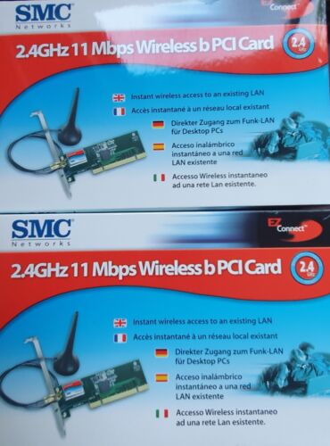 2 Wifi 2.4Ghz 11 Mbps Wireless vintage - SMC Networks 2602W - PCI - Foto 1 di 4