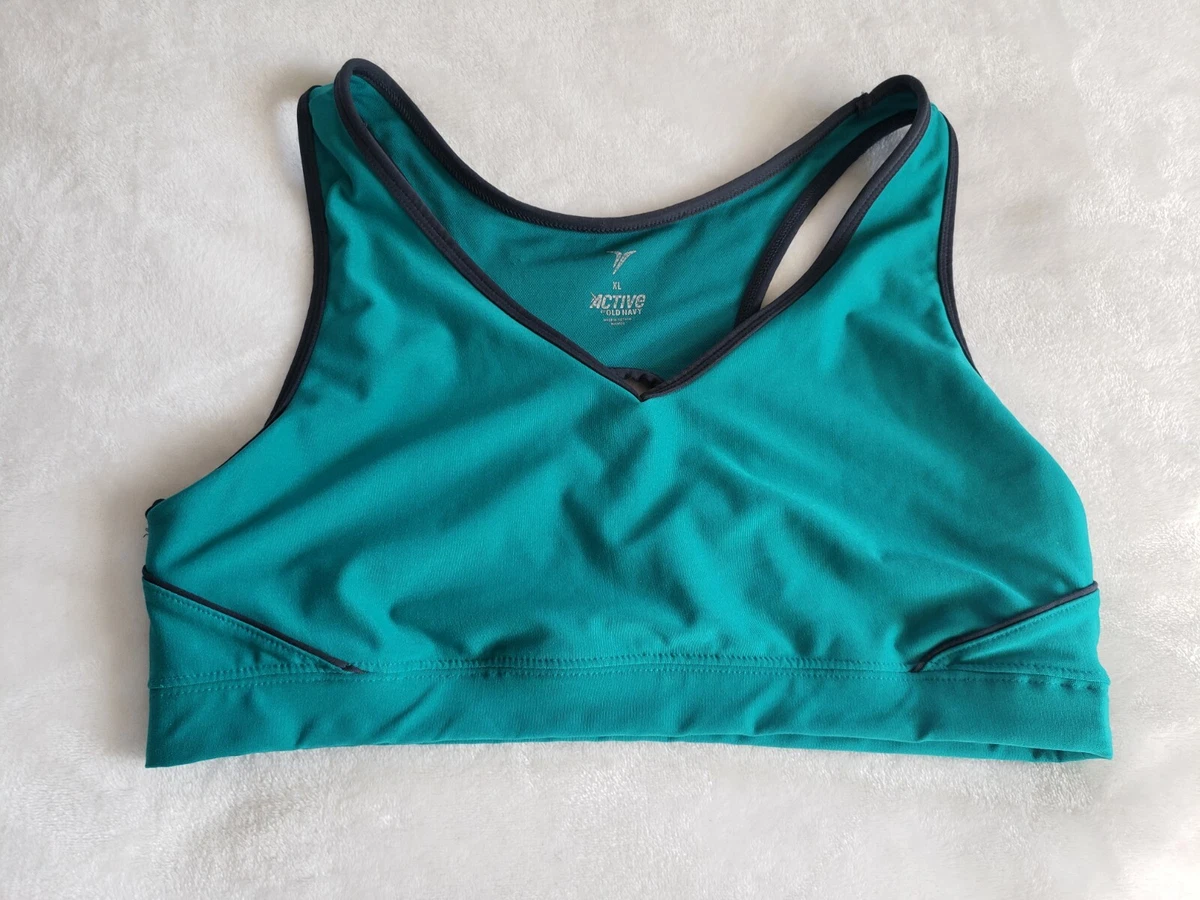 Old Navy Women's Sports Bra XL Blue Racerback Sports Bra No Pads Gym Active  Wear