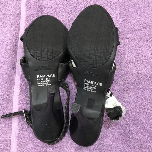 NEW RAMPAGE Kaleb Black Embelished Faux Leather Multi Strap Heels Wms sz 8.5 - Picture 5 of 6