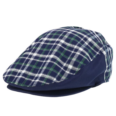 Men's Plaid Design Summer Lightweight Ivy Cap with Snap Back Buttons - FREESHIP