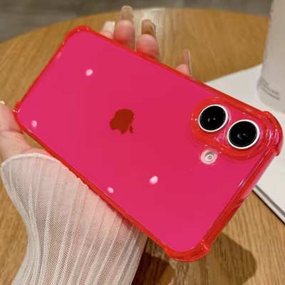 For iPhone 16 15 14 Pro Max 13 12 Mini 11 Fluorescent Neon Clear Soft Case Cover