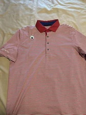 Greyson TOUR ISSUE Golf Red Stripes Short Sleeve Polo Shirt Size L Large NWOT