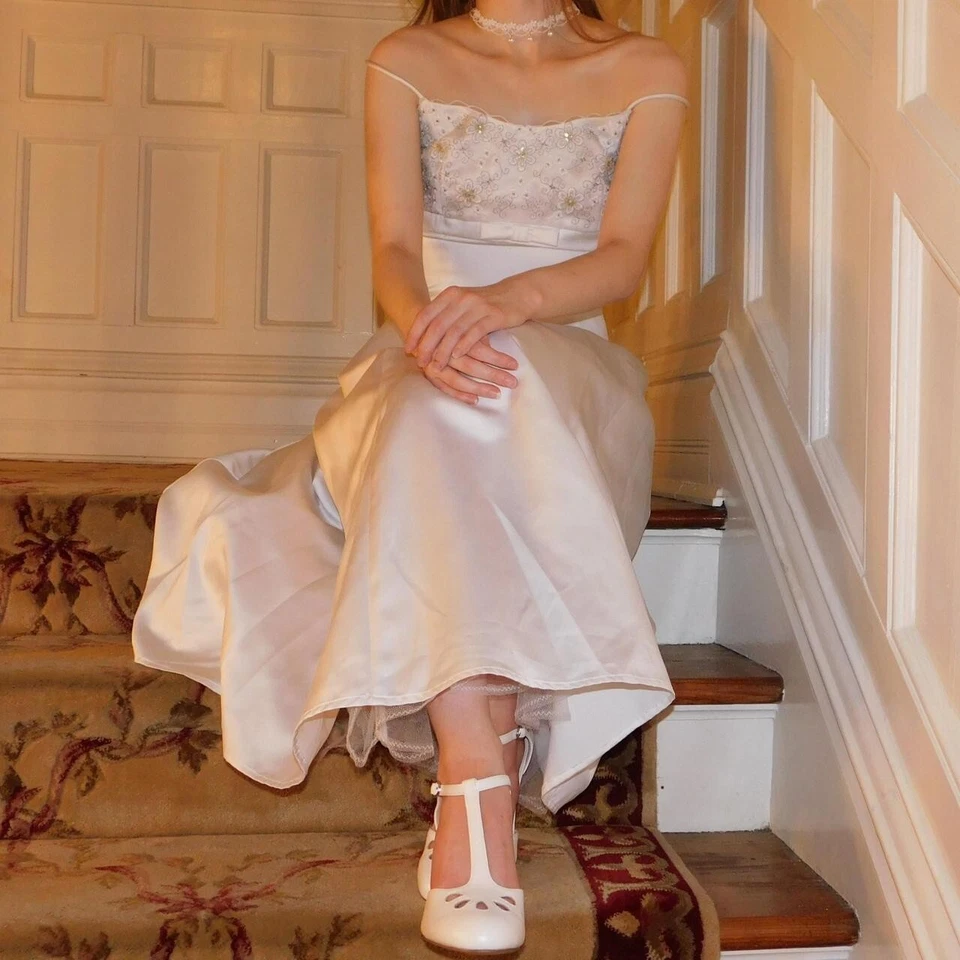 Y2K Jessica McClintock Gunne Sax Satin Prom Dress Vintage Gown Size 5 - Image 3 of 4