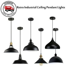 Vintage Industrial Metal Ceiling Pendant Shade Modern  Black Hanging Retro Light