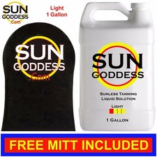 SUN GODDESS - LIGHT - 1 GALLON - Spray Tan Solution Liquid Mist  Tanning Mitt