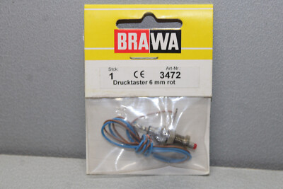 BRAWA 3472 Red H0 Scale Button Switch Conf. Orig.