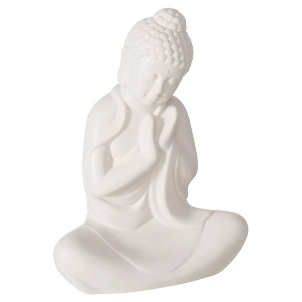 Buddha Dekofigur Figur Skulptur Statue Kalkstein Dolomit Weiß H 26 Cm-image