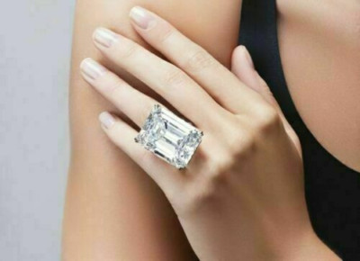 Big White Emerald Cut Stone Solitaire Party Wear Ring Solid 925 Sterling Silver