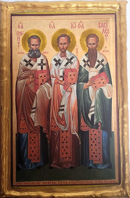 Three Holy Hierarch Saints Gregory St John St Basil Greek Eastern Orthodox Icon