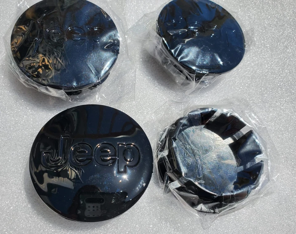 Jeep Set of 4 Black Wheel Center Caps Liberty Grand Cherokee Wrangler - Imagem 2 de 3