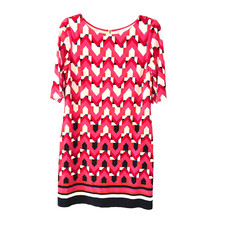 Eliza J. Women Colorful Shift Dress size 10 Short Sleeve Stretch Pink Black