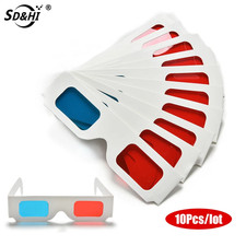 10Pcs/Lot Universal Anaglyph Cardboard Paper Red Blue Cyan 3D Glasses for Movi