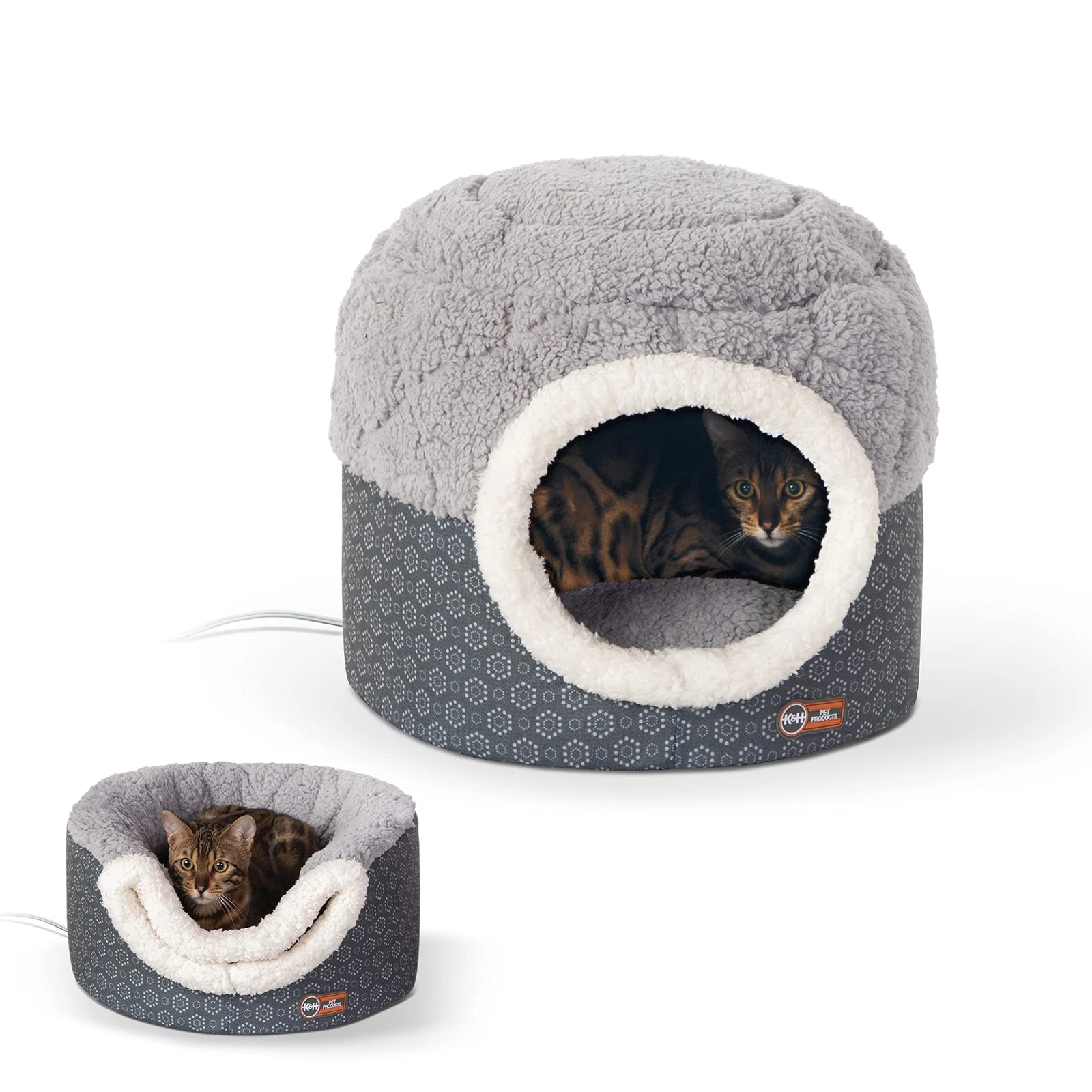 Heated Cat Bed for Large Cats 2in1 Cuddler & Cave Tent, Waterproof, Washable