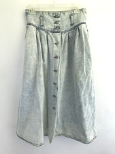 Vintage 80s Jordache Acid Washed Denim Midi Skirt Sz 14 or US 28 Yolk Waist Y2K