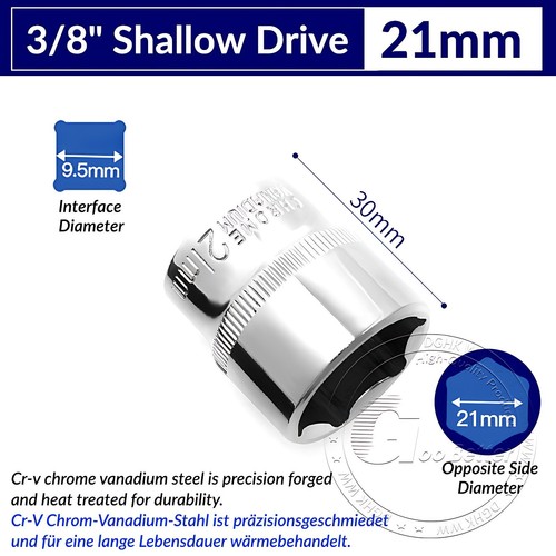 Chrome Plated 6 Point Sockets 3/8" Drive, Shallow or Deep Choose Size 6mm - 24mm - Afbeelding 21 van 47
