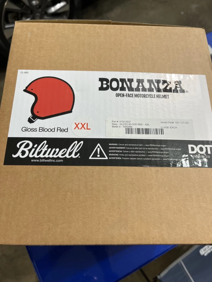 Casco de cara abierta Biltwell Bonanza - Brillo rojo sangre - XXL Foto 2 de 4