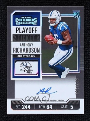 2023 Contenders Playoff Ticket /149 Anthony Richardson #102 Rookie Auto RC 01su