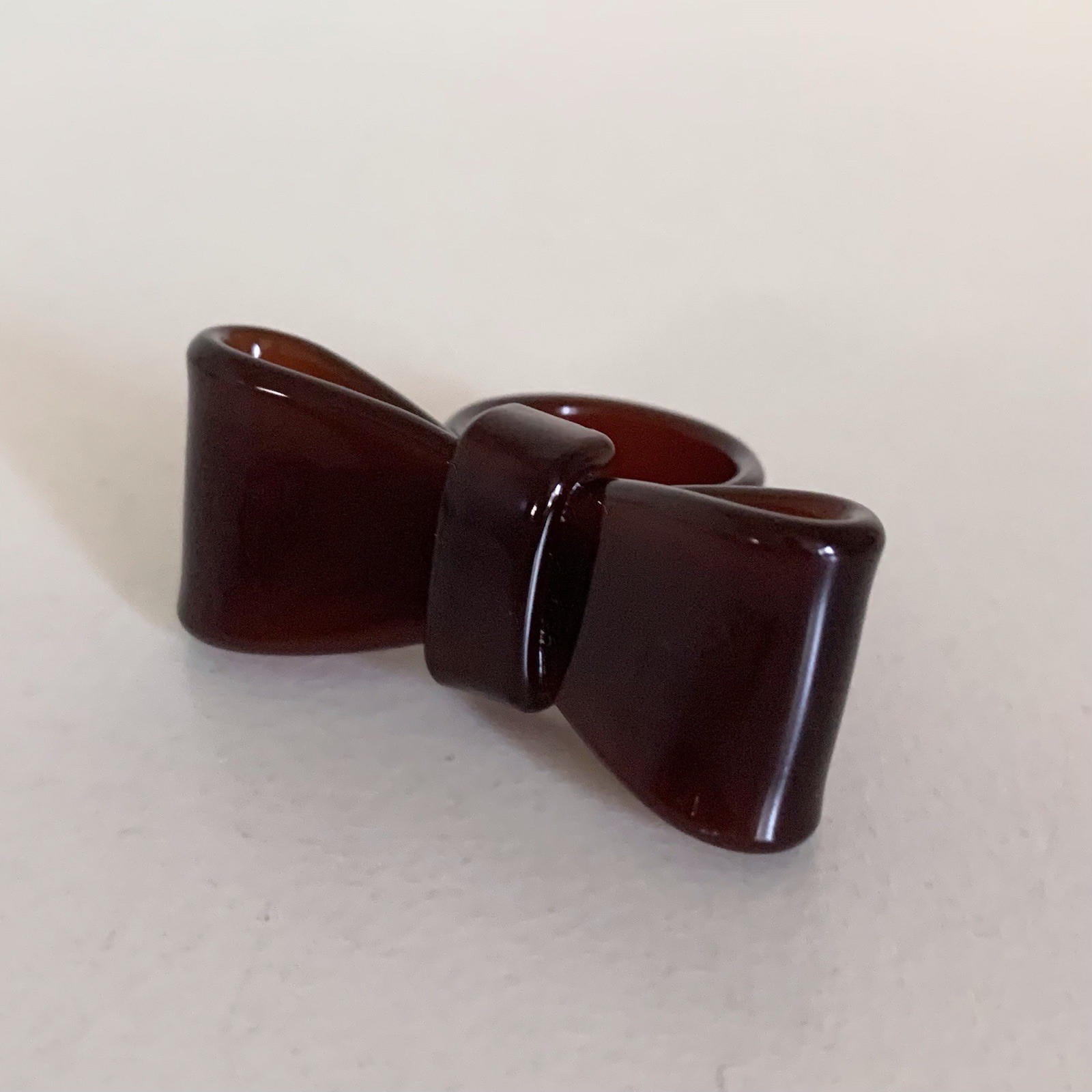 Y2K Large Translucent Brown Bow Ring - image 6