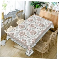 Rustic Floral Tablecloth 60x84 Inch 60" x 84" Rectangle Pink Green