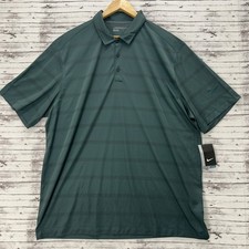 Nike Dri-FIT Golf Polo Shirt Green Striped Men's 2XL Lightweight Performance NEW