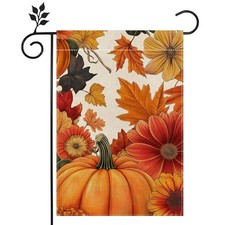 Fall Pumpkin Garden Flag for Outside 12x18 Inch Double Sided Burlap Autumn Th...