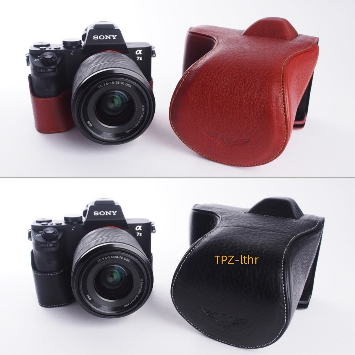 For Sony A7 II A7R A7S M2 Mark II 28-70 Open Real Leather Full Camera Case Bag
