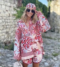 Camicia Zara piccola astratta geometrica manica lunga abbottonata funky free party