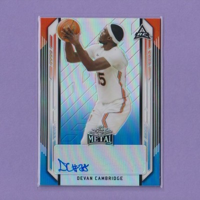 2021-22 Leaf Metal Red White Blue Rainbow AUTO #BA-DC2 Devan Cambridge RC SN /10