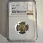 1945-D Mercury Dime 10C Silver 0.9 Fine NGC MS67 KM#140 Denver