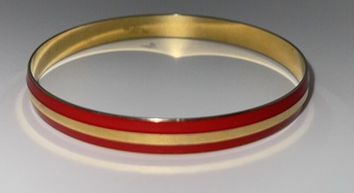 Trifari Bracelet Goldtone Jewelry Enamel Red 9 Inch Diameter Signed