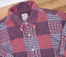Brooks Brothers 346 Mens Medium Patchwork Madras Button Down Short Sleeve