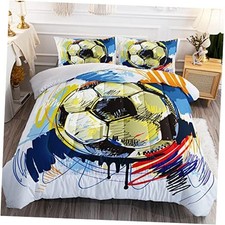 Soccer Comforter Set Boys Sports Bedding Set Size Queen A Hand-drawn Soccer