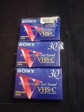 3 Sony 30min VHS-C Blank Tape Factory Sealed