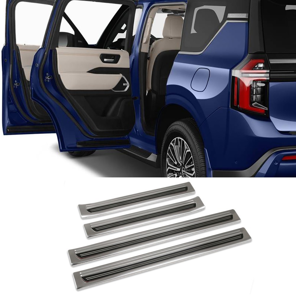New Fit for Nissan New Armada 2025-26 Outside Door Sill Plate Cover Trims Silver