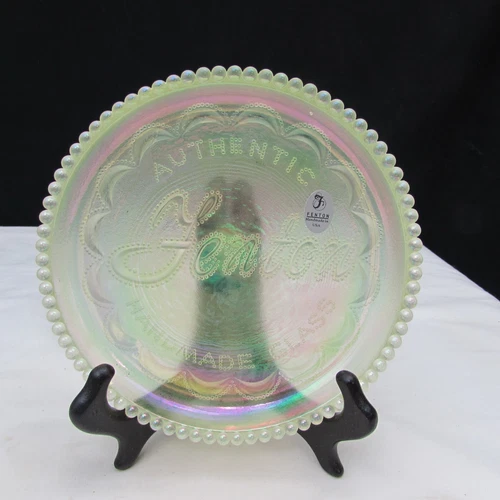 Fenton Topaz Iridized Dealer Logo Sign Plate GLOWS!!!!!! W1505 VERY HTF PIECE!!
