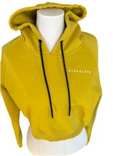 Alphalete Women  s Crop Sweatshirt Long Sleeve Hoodie Mustard Yellow Size Medium