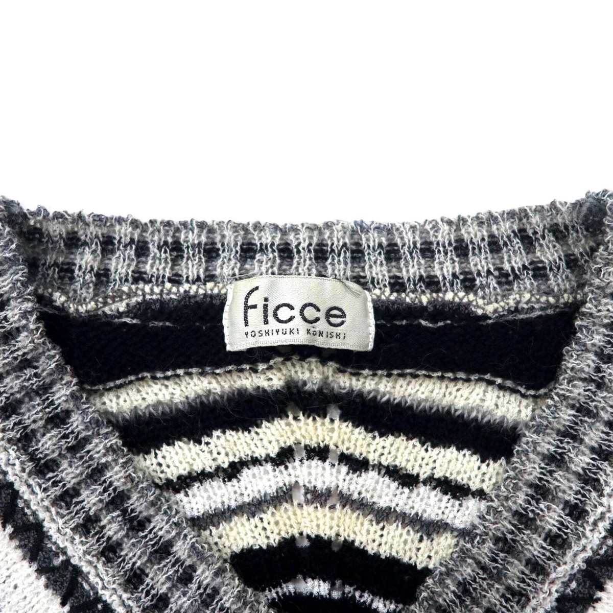 FICCE YOSHIYUKI KONISHI V neck 3D Design Knit Sweater L Multi 