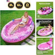 Inflatable Tanning Pool Lounger Float, 70" x 50" Pool Floats Adult with Pillo...