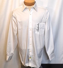 NWT VAN HEUSEN PINPOINT GRAIN OXFORD 16 34/35 Men's White Dress Shirt