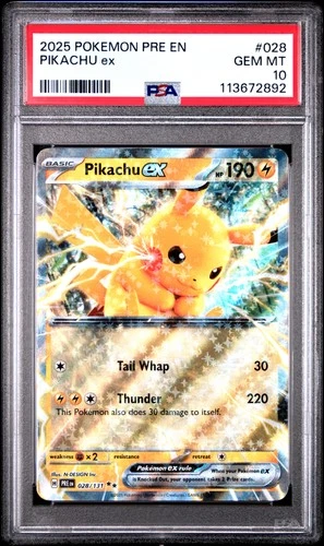 2025 POKEMON PRE EN-PRISMATIC EVOLUTIONS #028 PIKACHU EX PSA 10