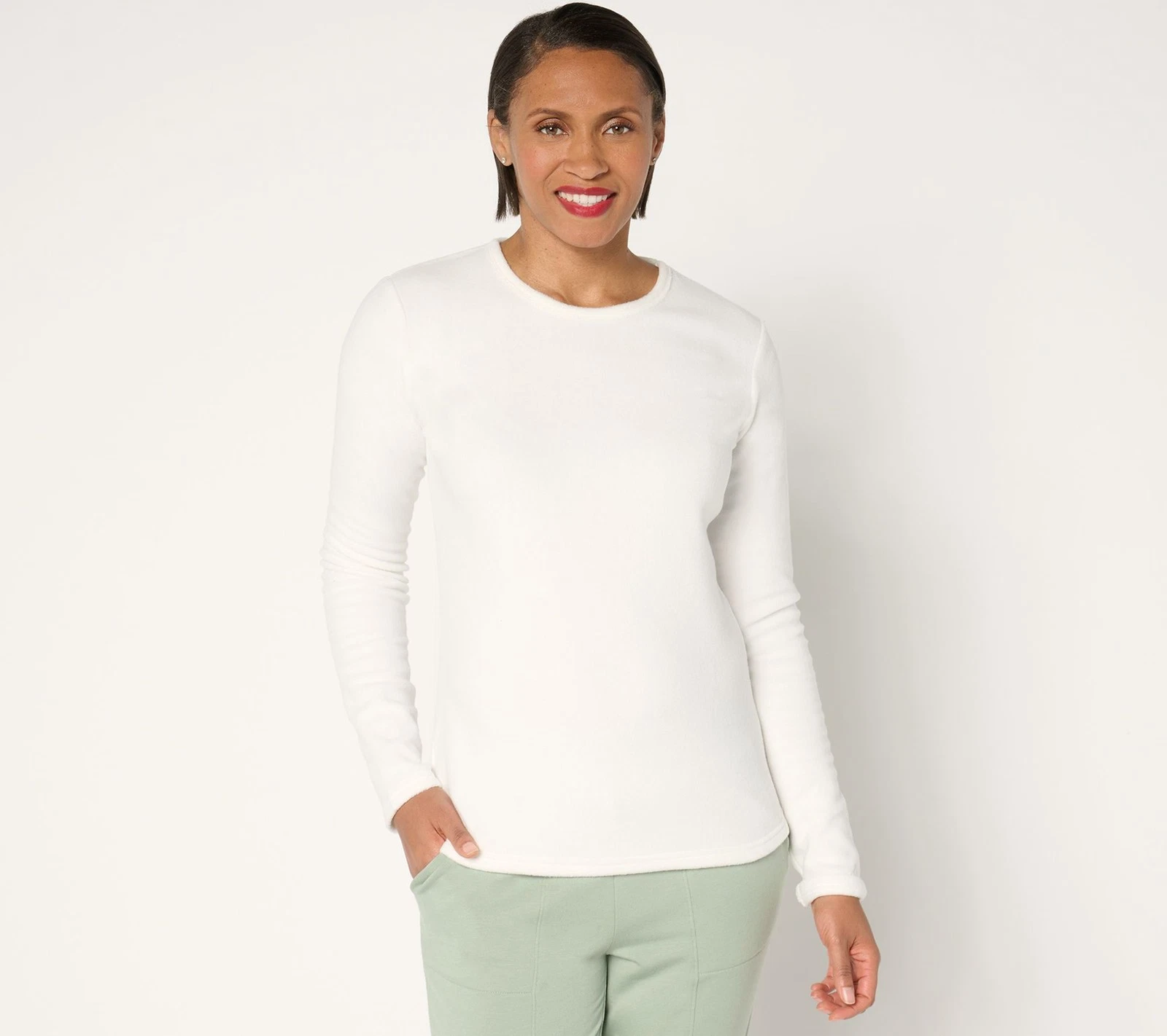 Cuddl Duds Base Layers Fleecewear with Stretch Long Sleeve Top Off White S New